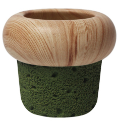 JYW134 Wood and Lava effect cement pot