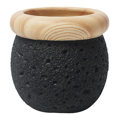 JYW136 Wood and Lava effect indoor round cement pot