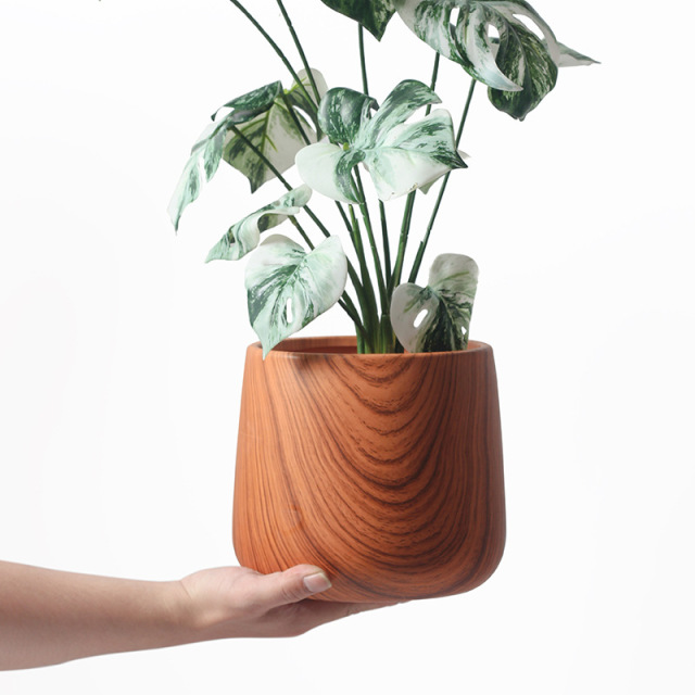 JYW2117 Wooden finish ceramic planter pots for indoor use