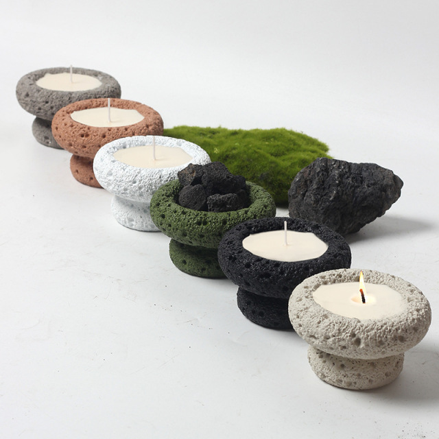 JWCV3001 New design Cement vessel candle with lava effect