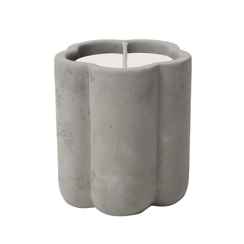 JWCV3013 Geometric design cement candle vessel in grey color