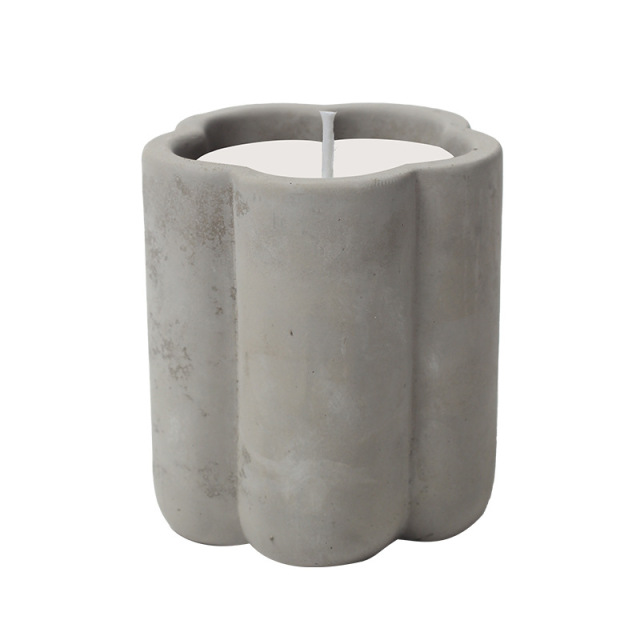 JWCV3013 Geometric design cement candle vessel in grey color