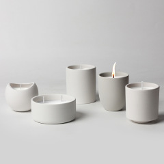 JWCV3011 Taper shaped white cement candle vessel