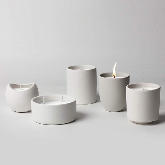 JWCV3010 White color cement candle vessel
