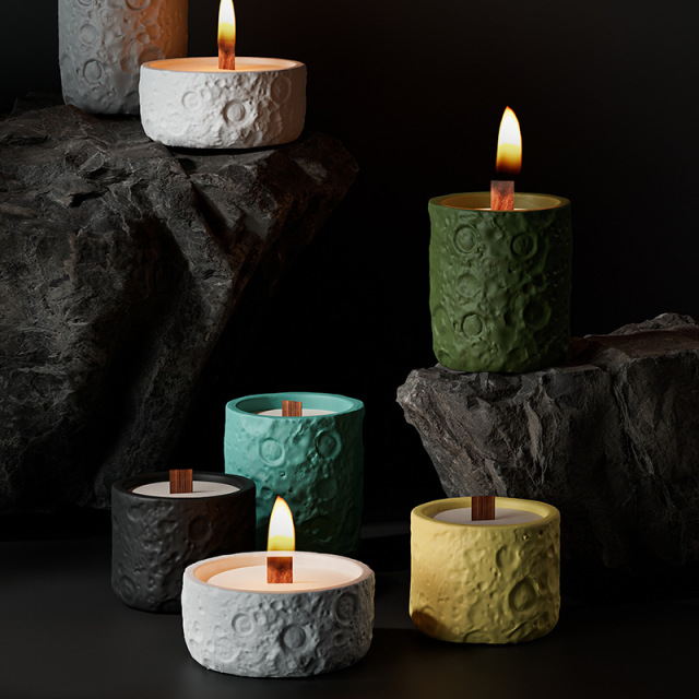 JWCV3007 New design cement candle vessel with lid