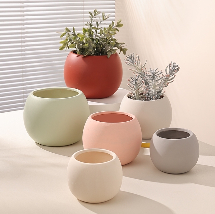 JYW2121 Ball shaped indoor ceramic garden planter pot