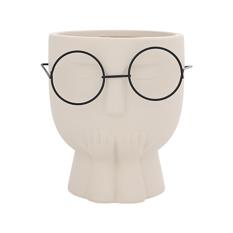 JYW2119 Faced design unglazed ceramic planter pot wholesale