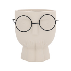 JYW2119 Faced design unglazed ceramic planter pot wholesale