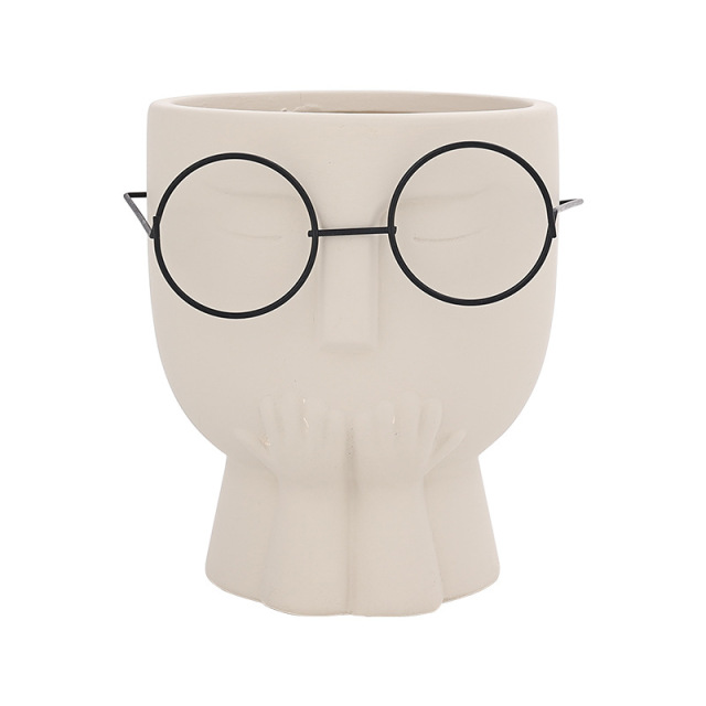 JYW2119 Faced design unglazed ceramic planter pot wholesale