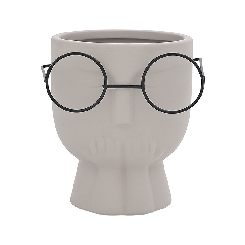 JYW2119 Faced design unglazed ceramic planter pot wholesale