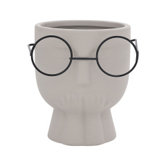 JYW2119 Faced design unglazed ceramic planter pot wholesale