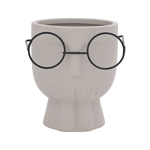 JYW2119 Faced design unglazed ceramic planter pot wholesale