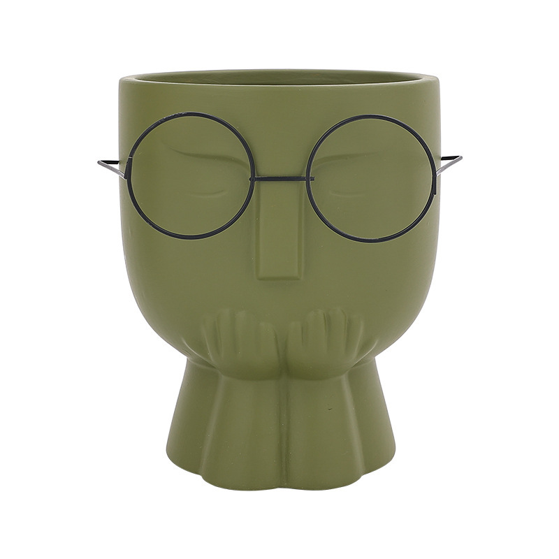 JYW2119 Faced design unglazed ceramic planter pot wholesale