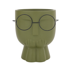 JYW2119 Faced design unglazed ceramic planter pot wholesale