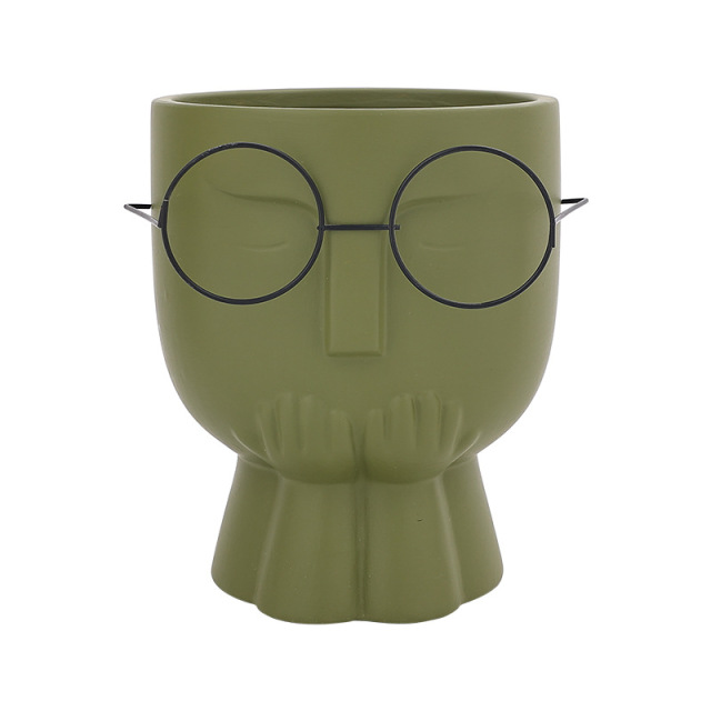 JYW2119 Faced design unglazed ceramic planter pot wholesale