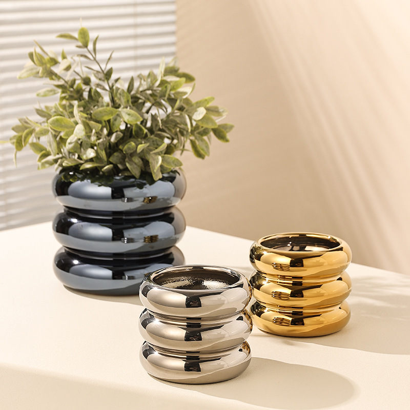 JYW2115 Hot sale ceramic indoor planter pot with pearlized finish