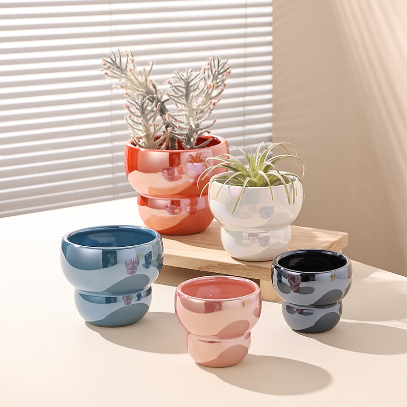 JYW2114 Best selling ceramic planter with pearlized finish