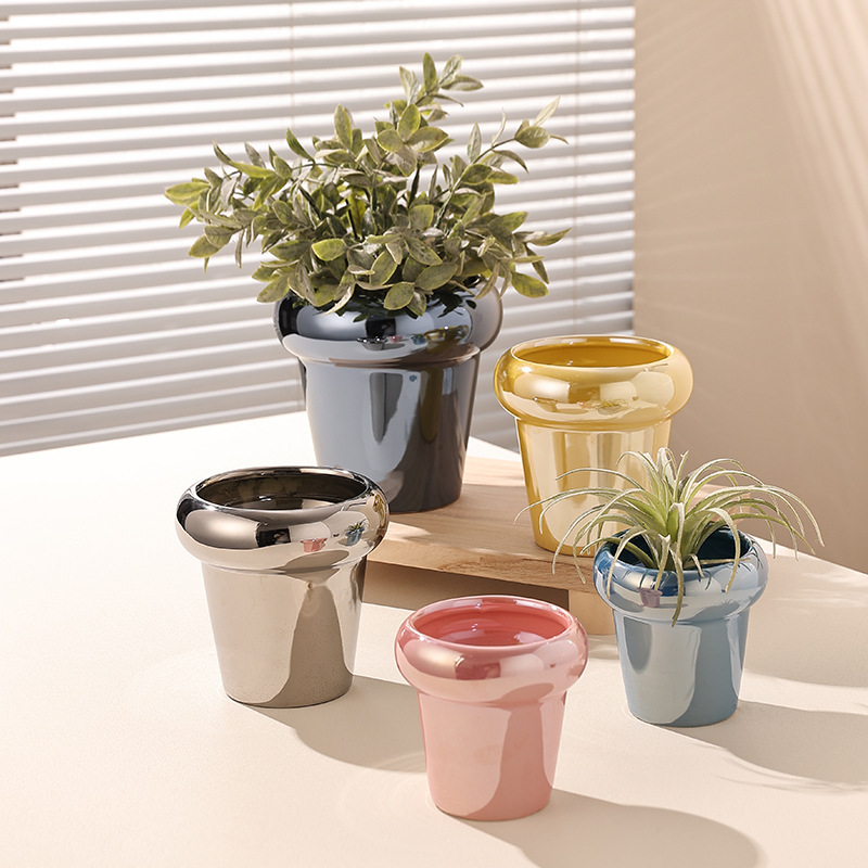 JYW2116 New development indoor garden ceramic planter pot with pearlized finish