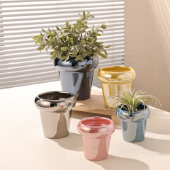 JYW2116 New development indoor garden ceramic planter pot with pearlized finish