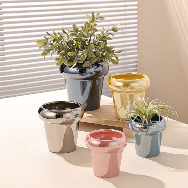 JYW2116 New development indoor garden ceramic planter pot with pearlized finish