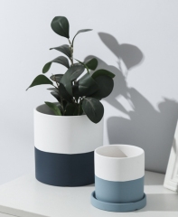 JYW2125 Cylinder ceramic pot with 2 tone finish