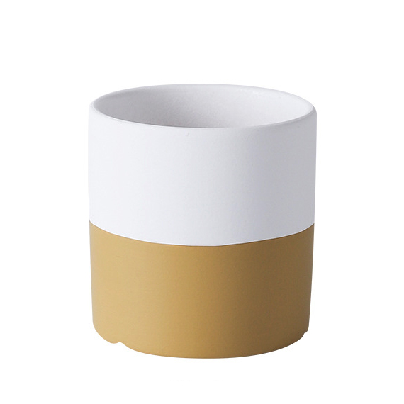 JYW2125 Cylinder ceramic pot with 2 tone finish