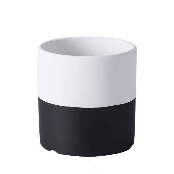 JYW2125 Cylinder ceramic pot with 2 tone finish