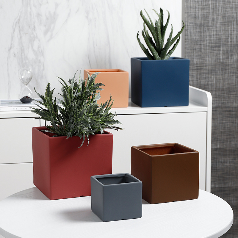 JYW2126 Square ceramic pot with various colors