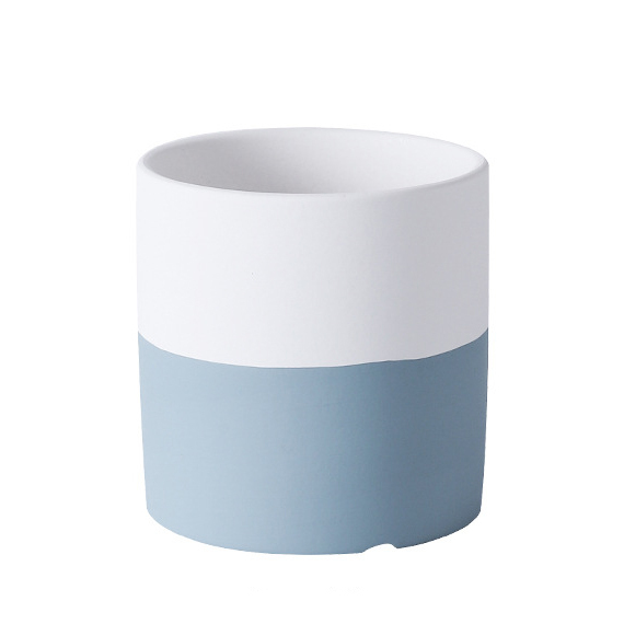 JYW2125 Cylinder ceramic pot with 2 tone finish