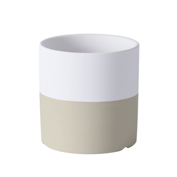 JYW2125 Cylinder ceramic pot with 2 tone finish