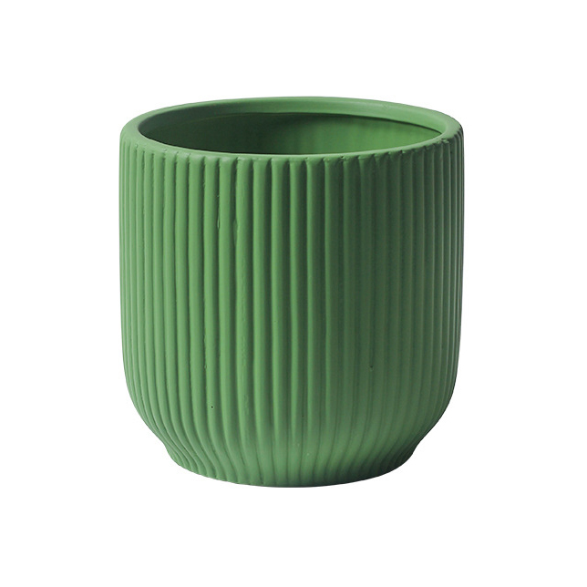 JYW2132  Addorable fluted ceramic planter for indoor use