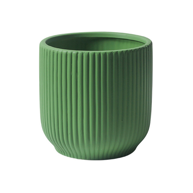 JYW2132  Addorable fluted ceramic planter for indoor use