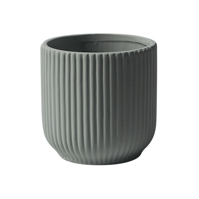 JYW2132  Addorable fluted ceramic planter for indoor use