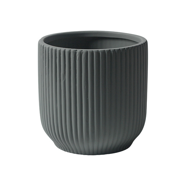JYW2132  Addorable fluted ceramic planter for indoor use