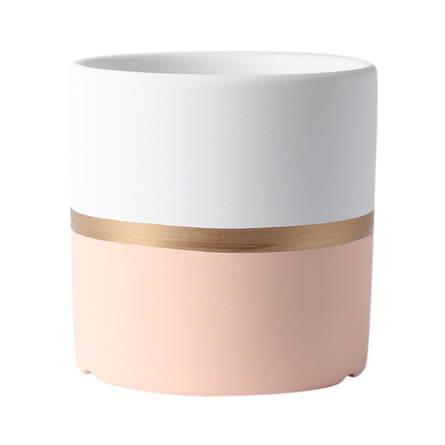 JYW2128 Indoor garden cylinder 2 tone ceramic plant pot