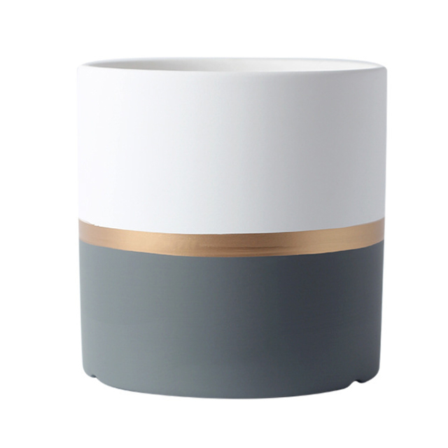 JYW2128 Indoor garden cylinder 2 tone ceramic plant pot
