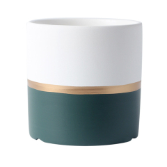 JYW2128 Indoor garden cylinder 2 tone ceramic plant pot