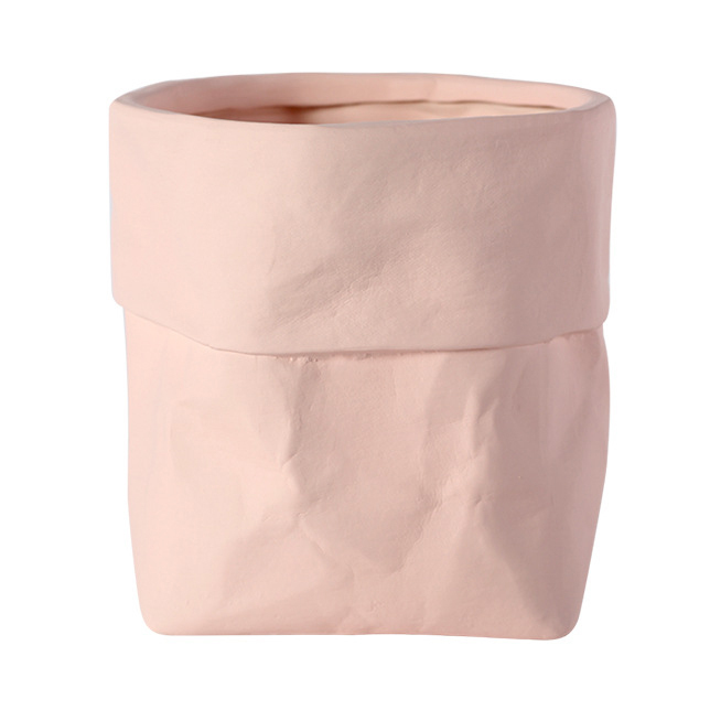 JYW2127 Bag designed ceramic planter pot with various colors