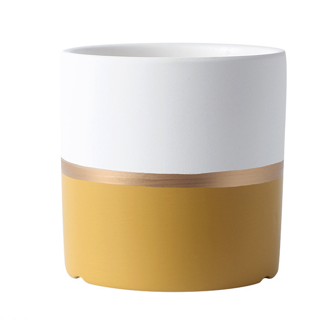 JYW2128 Indoor garden cylinder 2 tone ceramic plant pot