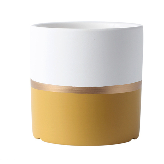 JYW2128 Indoor garden cylinder 2 tone ceramic plant pot