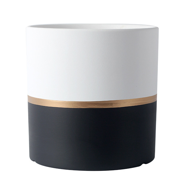 JYW2128 Indoor garden cylinder 2 tone ceramic plant pot