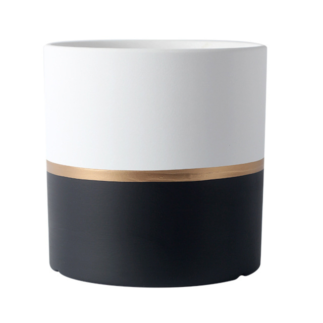 JYW2128 Indoor garden cylinder 2 tone ceramic plant pot