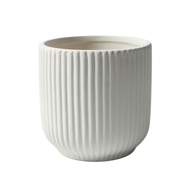 JYW2132  Addorable fluted ceramic planter for indoor use