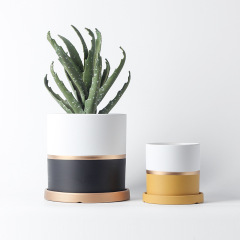 JYW2128 Indoor garden cylinder 2 tone ceramic plant pot