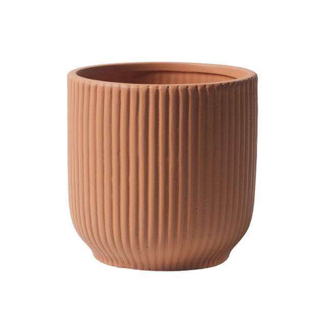 JYW2132  Addorable fluted ceramic planter for indoor use