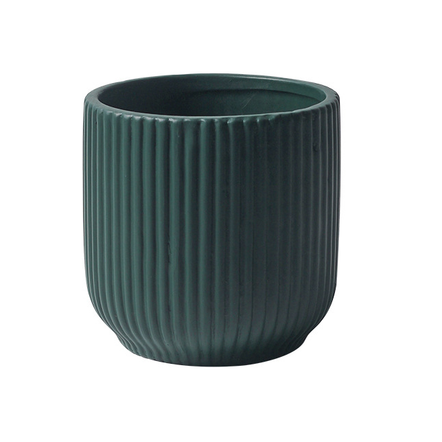 JYW2132  Addorable fluted ceramic planter for indoor use