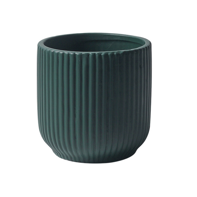 JYW2132  Addorable fluted ceramic planter for indoor use