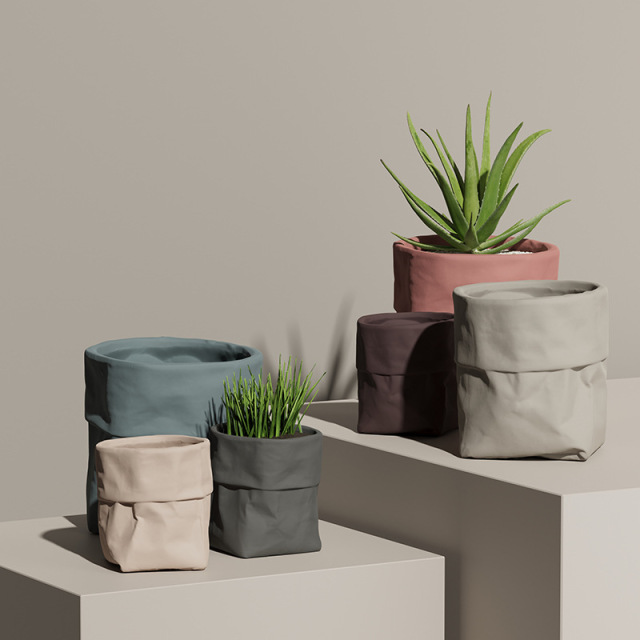 JYW2127 Bag designed ceramic planter pot with various colors