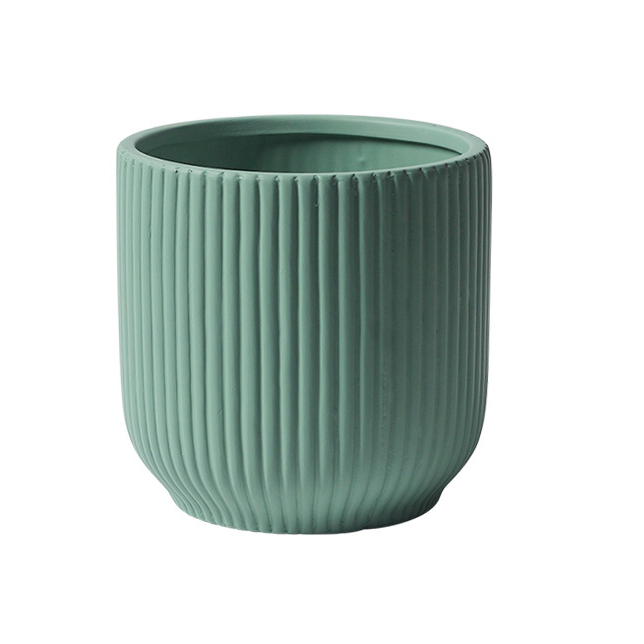 JYW2132  Addorable fluted ceramic planter for indoor use