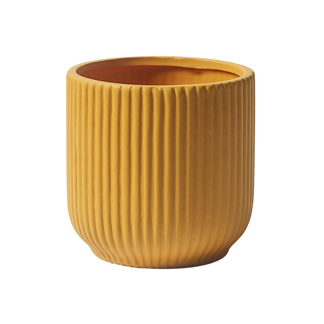 JYW2132  Addorable fluted ceramic planter for indoor use